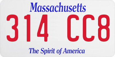 MA license plate 314CC8