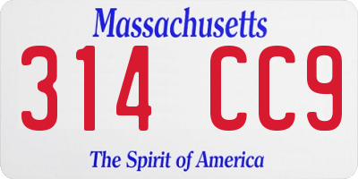 MA license plate 314CC9