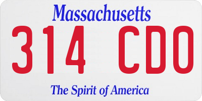 MA license plate 314CD0
