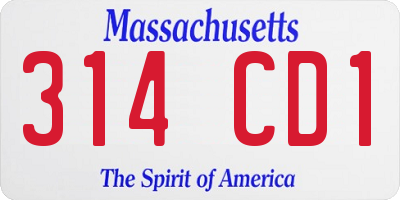 MA license plate 314CD1