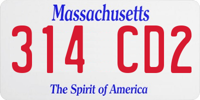 MA license plate 314CD2
