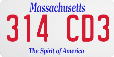 MA license plate 314CD3