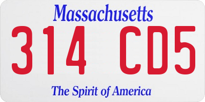 MA license plate 314CD5