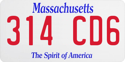 MA license plate 314CD6