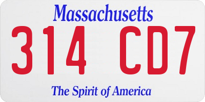 MA license plate 314CD7