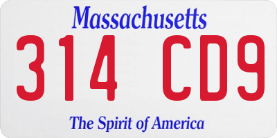 MA license plate 314CD9
