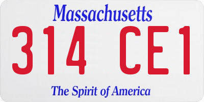 MA license plate 314CE1