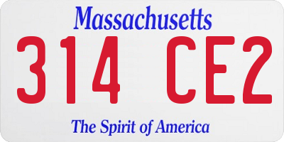 MA license plate 314CE2