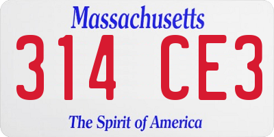 MA license plate 314CE3