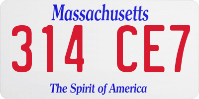 MA license plate 314CE7