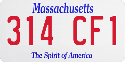 MA license plate 314CF1