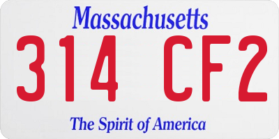 MA license plate 314CF2