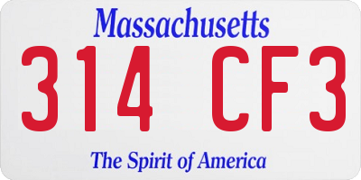 MA license plate 314CF3