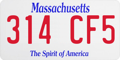 MA license plate 314CF5