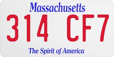 MA license plate 314CF7