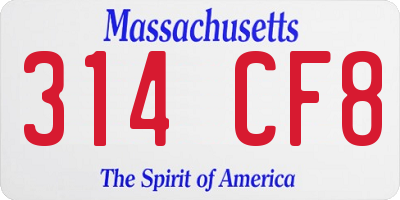 MA license plate 314CF8