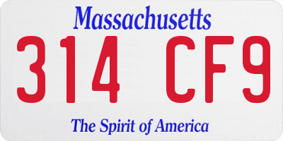 MA license plate 314CF9