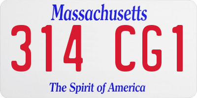 MA license plate 314CG1