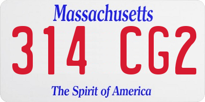 MA license plate 314CG2