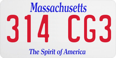 MA license plate 314CG3