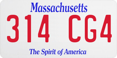 MA license plate 314CG4