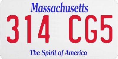 MA license plate 314CG5