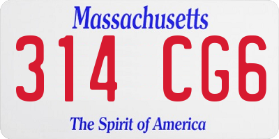 MA license plate 314CG6