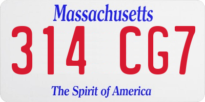 MA license plate 314CG7