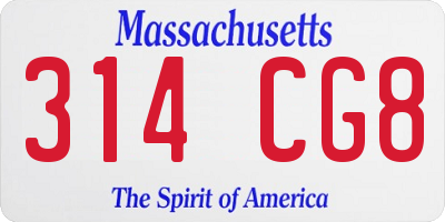 MA license plate 314CG8