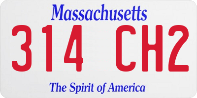MA license plate 314CH2