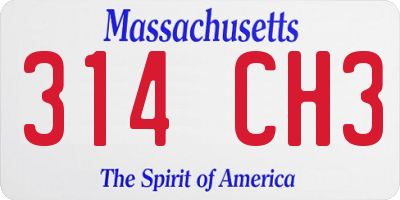 MA license plate 314CH3