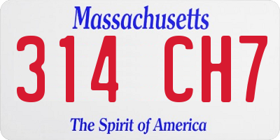 MA license plate 314CH7
