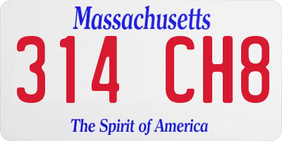 MA license plate 314CH8
