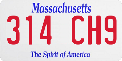 MA license plate 314CH9