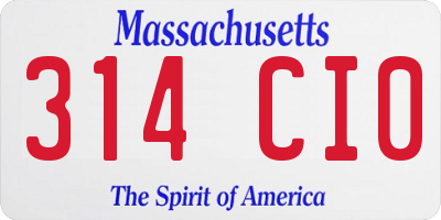MA license plate 314CI0