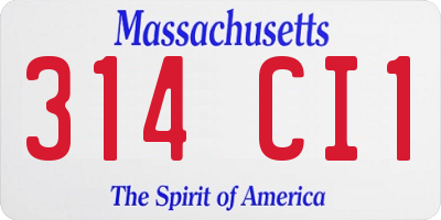 MA license plate 314CI1