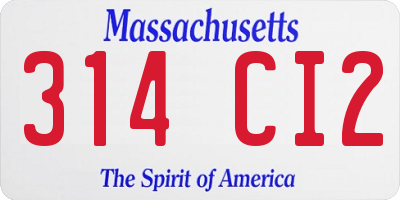 MA license plate 314CI2