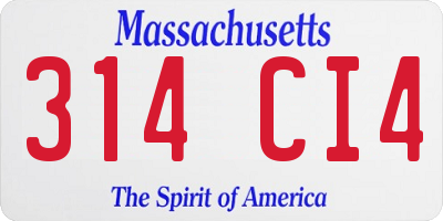 MA license plate 314CI4