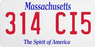 MA license plate 314CI5