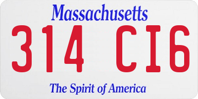 MA license plate 314CI6