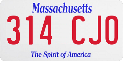 MA license plate 314CJ0
