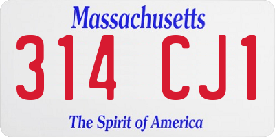 MA license plate 314CJ1