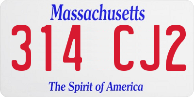 MA license plate 314CJ2