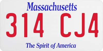 MA license plate 314CJ4