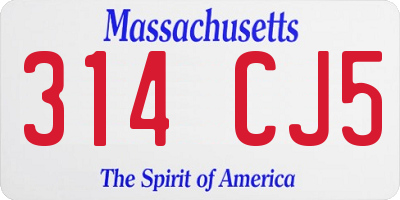 MA license plate 314CJ5