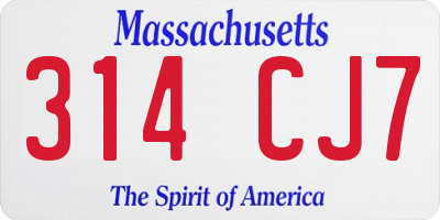 MA license plate 314CJ7