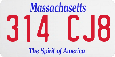 MA license plate 314CJ8