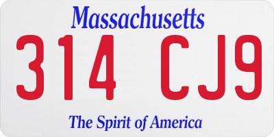 MA license plate 314CJ9