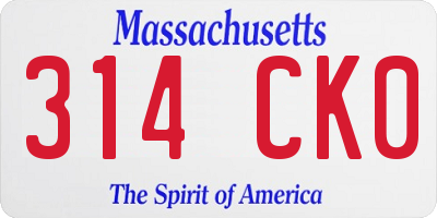 MA license plate 314CK0