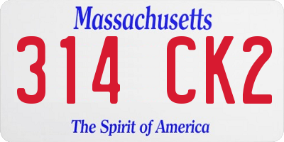 MA license plate 314CK2